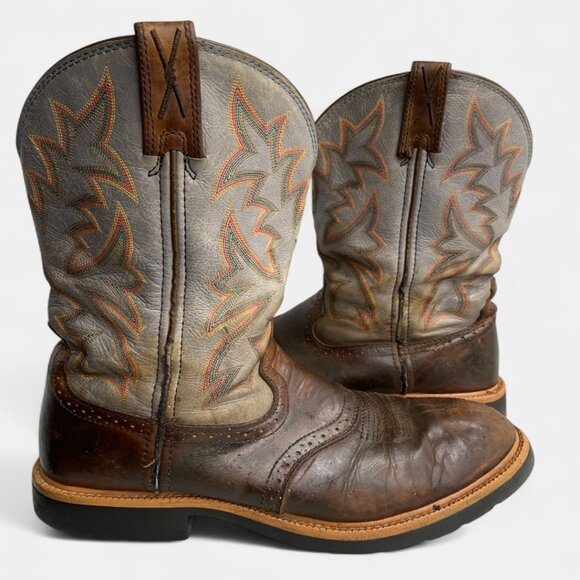 Twisted X Distressed Brown and Gray Western Boots - Picture 1 of 13